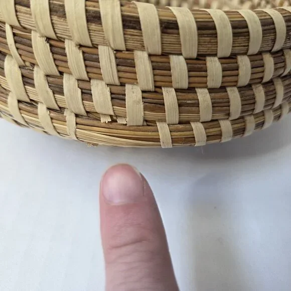 South Carolina Sweetgrass Gullah Basket 7" Round Catch All Handmade - Picture 4 of 14